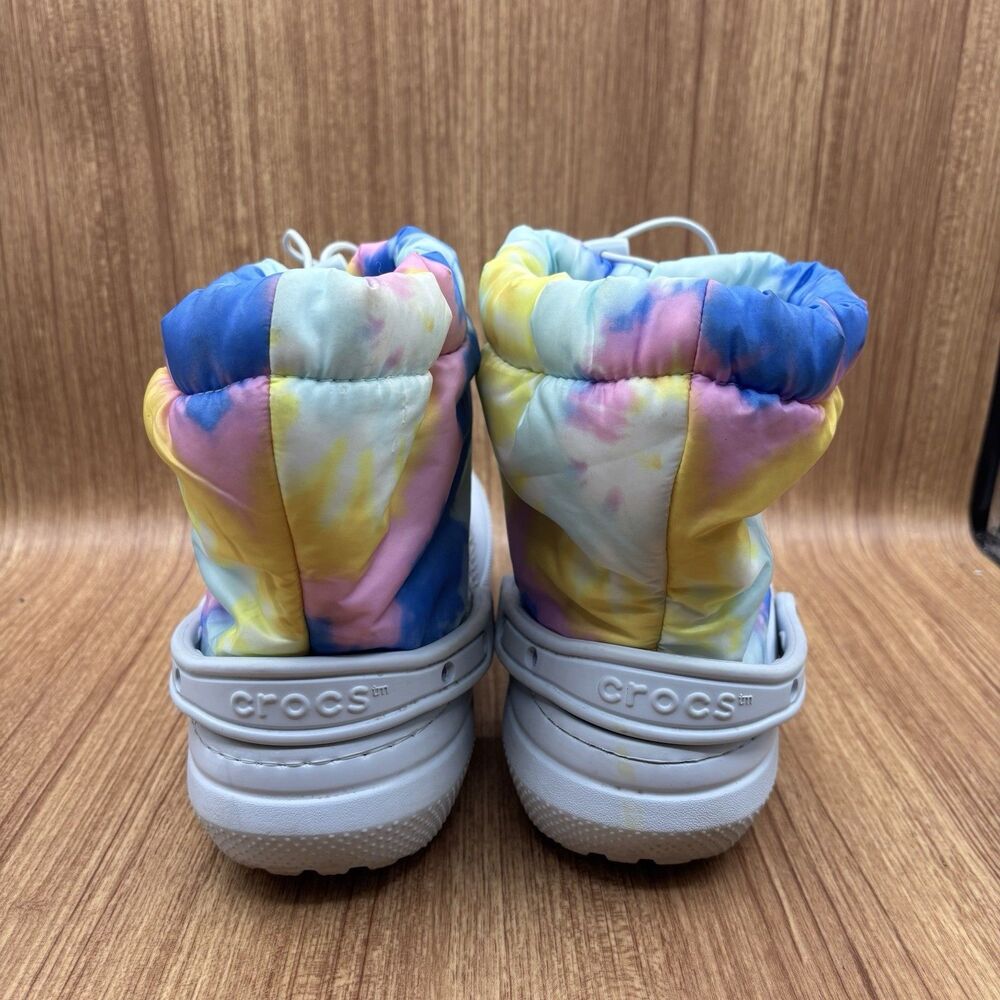 Crocs Boots Neo-Puff Tie Dye Light‎ Blue Fleece Lined Women’s Size 10 Or Men’s 8 - Picture 2 of 9
